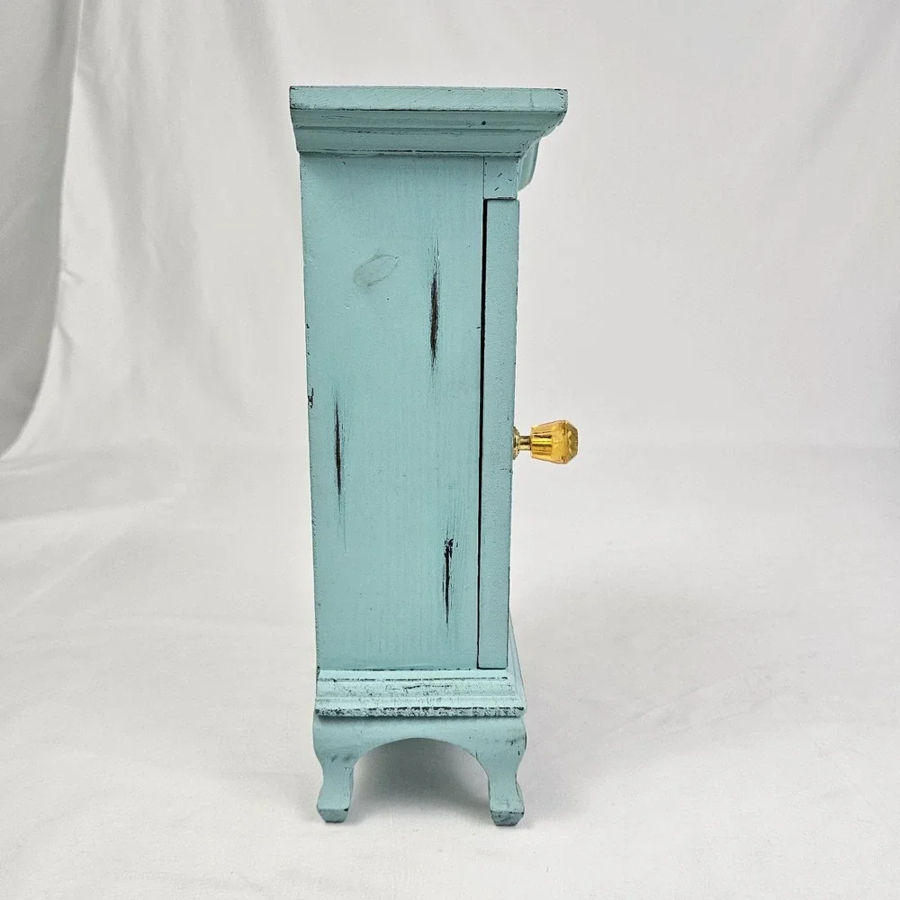 Jewelry Cabinet Armoire Door W/ Shelf Storage Painted Distressed Wood Victorian